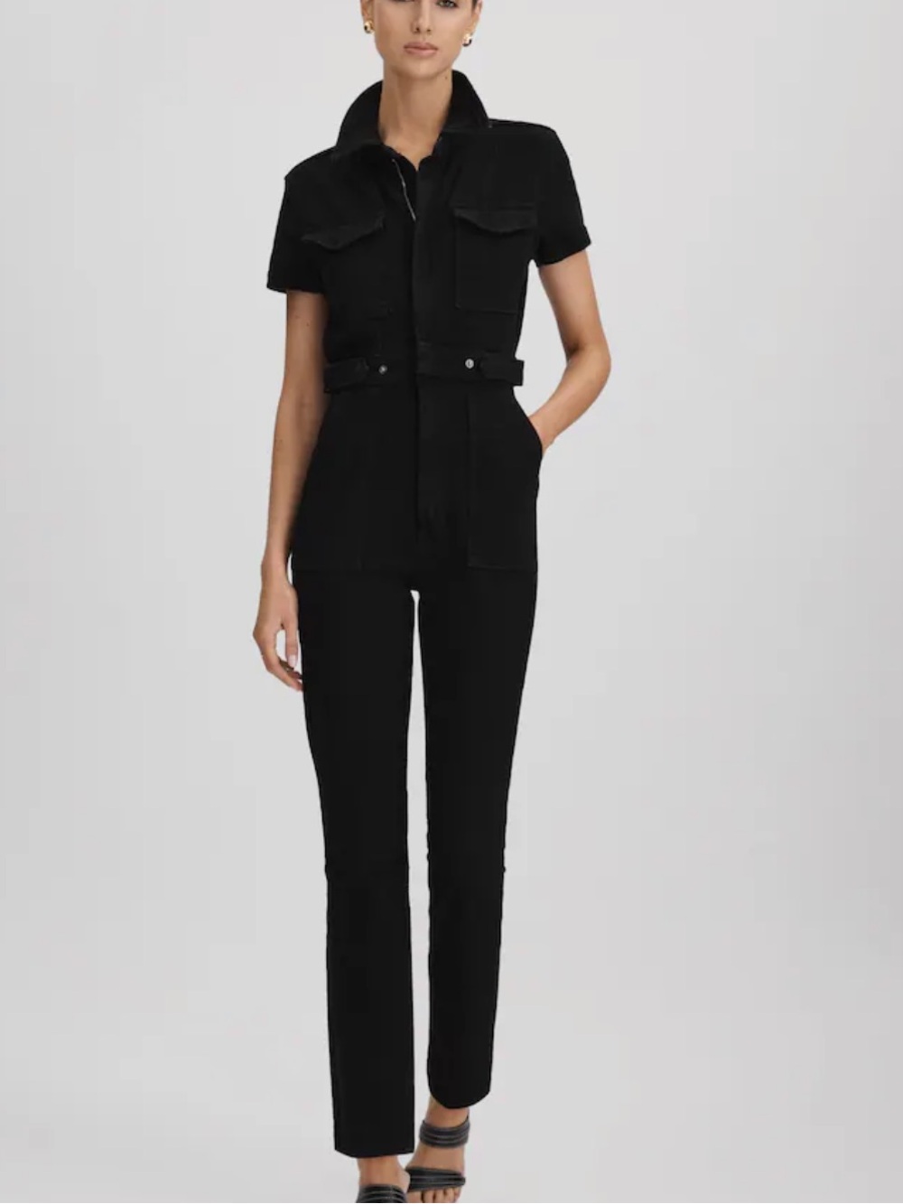 Good American Black Denim Jumpsuit
